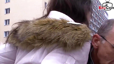 18 year old German young woman persuaded by old man on the street to sex casting