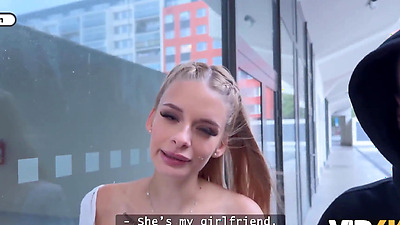 VIP4K. Young hottie with natural tits is cheating on her BF in front of him