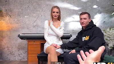 VIP4K. Young hottie with natural tits is cheating on her BF in front of him