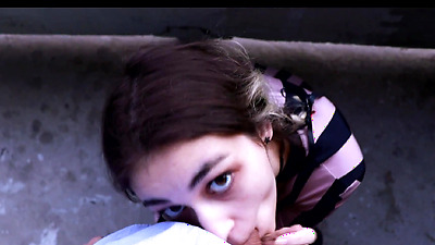 Public sex on balcony with sexy teen