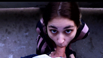 Public sex on balcony with sexy teen