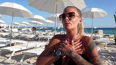 Marie is having sex with a handsome Italian in a bedroom while her husband watches