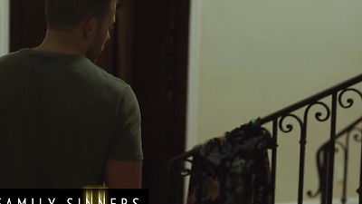 FAMILY SINNERS - Busty Milf Plays With Her Pussy While Waiting For Her Daughter's Husband To Come And Fuck Her