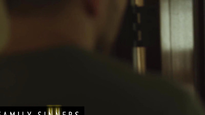 FAMILY SINNERS - Busty Milf Plays With Her Pussy While Waiting For Her Daughter's Husband To Come And Fuck Her