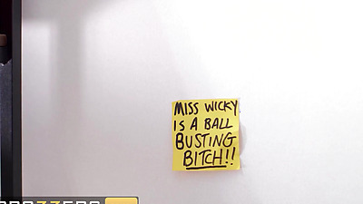 BRAZZERS - Angel Wicky Swallows Her Employee's Huge Shaft Through A Gloryhole Then Slides It Inside Her Hungry Pussy