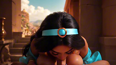 Hot Princess Jasmine: Aladdin Fucks Her Hard in Every Hole (AI Generated)