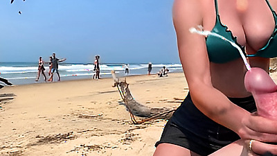 Milf jerks me off in front of everyone. Public ejaculation.