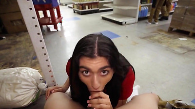 Horny Brunette Sucks And Fucks At Work