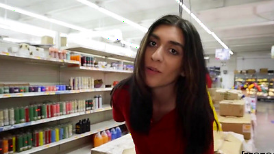 Horny Brunette Sucks And Fucks At Work