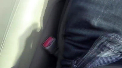 Hitchhiking chick sucking big fat POV penis