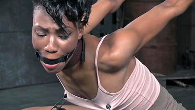 Black skank punished with cane and toy