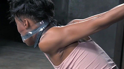 Black skank punished with cane and toy