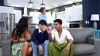 Neighborhood Step-Moms 4some Fuck Step-sons