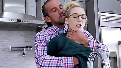 FamilyStrike - Cute Tiny Blonde Teen Stepdaughter Lets Jealous Big Shaft Stepdad Family Sex Her In The Kitchen - Lily Larimar, Johnny Castle