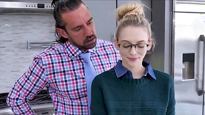 FamilyStrike - Cute Tiny Blonde Teen Stepdaughter Lets Jealous Big Shaft Stepdad Family Sex Her In The Kitchen - Lily Larimar, Johnny Castle