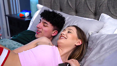 My stepsister Sera Ryder presses her as against my big boner and is surprised Im hard.The petite girl wants to see her stepbrothers dick and suck it