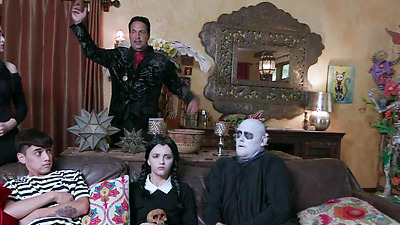 Gomez Addams doesnt like that the rest of the Addams fam are secretly fooling around.To the bedroom where Morticia strips and Wednesday sucking Gomez and Pugsley.Soon they all fuck each other