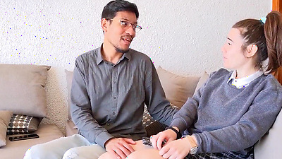 Stepfather shows his innocent stepdaughter penetration