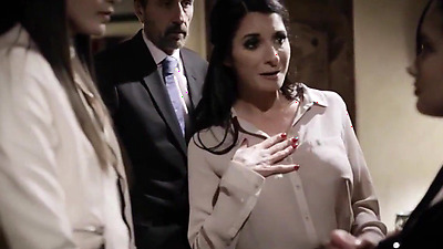 New latina stepdaughter is welcomed to the family by having sex.The big juggs girl sucks her stepdad penis and is fucked as she licks her stepsis pussy