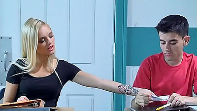 Busty MILF teacher gets with teen couple in her classroom