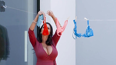 Gigantic boobs MILF catches panty thief and fucks him