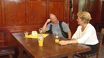 Super steamy fuck scenes at the pub with the mature blonde sucking shaft on a table and fucked