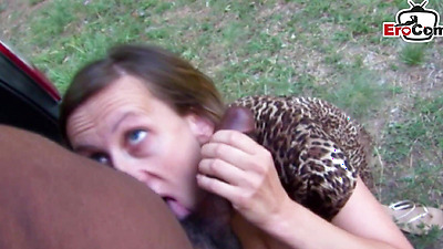 German chubby big natural boobs mature mom fucks outdoor