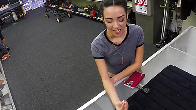 Chick seduced in pawn shop and fucked by owner