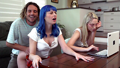 Young stepsister and her sexy curvy friend really had a crush on stepbro