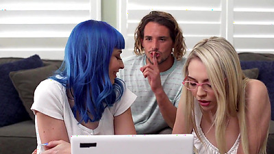 Young stepsister and her sexy curvy friend really had a crush on stepbro