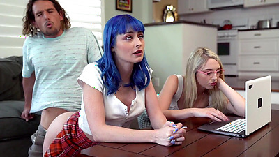 Young stepsister and her sexy curvy friend really had a crush on stepbro