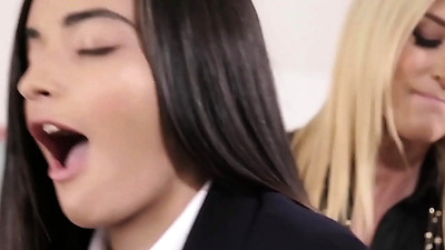 Young lesbian student fucks with teacher