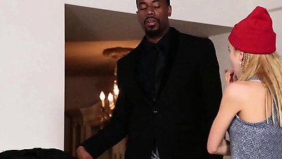 Little teeny gets a facial after black dong doggystyle fun