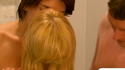 Two couple swingers enjoyed 4some sex in the bathtub