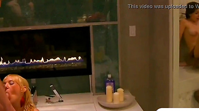 Two couple swingers enjoyed 4some sex in the bathtub