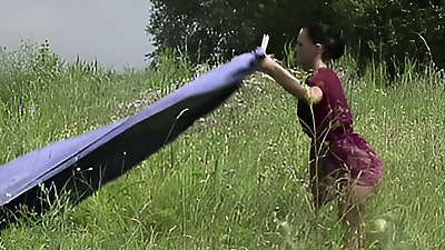 Hot summer day. A couple is swimming in a nearby lake. The milf brunettes sexy body is twisting and turning while she is getting hammered from behind. She loves having anal sex by this small lake.