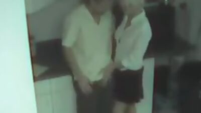Blonde secretary wasted and filmed by security cam!