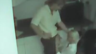 Blonde secretary wasted and filmed by security cam!