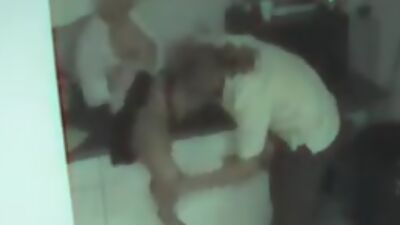 Blonde secretary wasted and filmed by security cam!