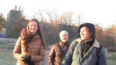 Smoking hot cutie paid to fuck in a MMF threesome