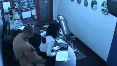 Security cam in the office corridor filming fuck session!