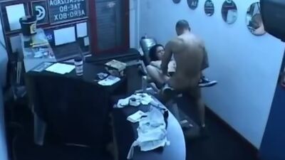 Security cam in the office corridor filming fuck session!