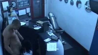 Security cam in the office corridor filming fuck session!
