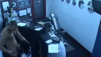 Security cam in the office corridor filming fuck session!