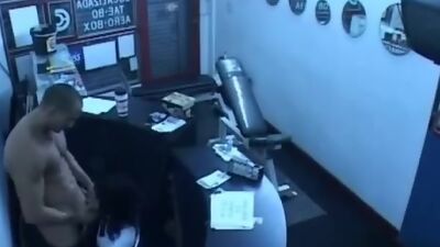 Security cam in the office corridor filming fuck session!