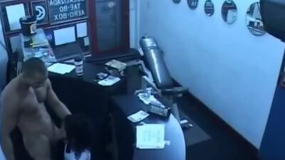 Security cam in the office corridor filming fuck session!