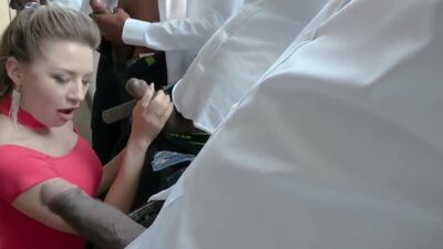 Gangbang babe lives for double penetration