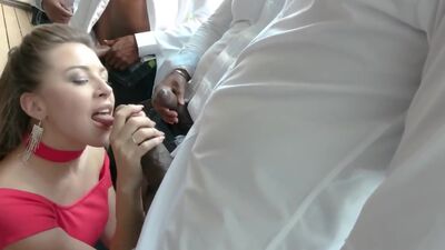 Gangbang babe lives for double penetration