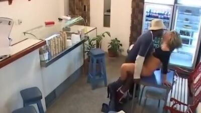 Interracial fuck in the cafe!