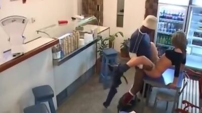 Interracial fuck in the cafe!